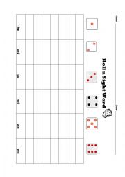 English Worksheet: Roll and Color Sight Words
