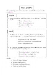 English Worksheet: Genitive s exercise