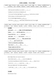 English Worksheet: LYRICS - JOHN LEGEND - ALL OF ME