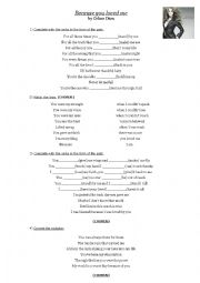 English Worksheet: Because you loved me