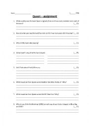 English Worksheet: Queen (band) - quiz