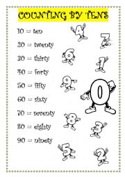 English Worksheet: Counting by tens