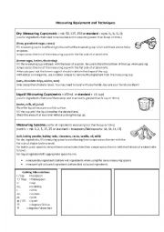 English Worksheet: Measuring in the Kitchen