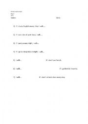 First Conditionals Worksheet 