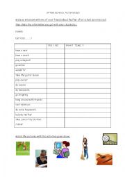 English Worksheet: Speaking: After School Activities