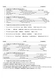 English Worksheet: first and second conditional