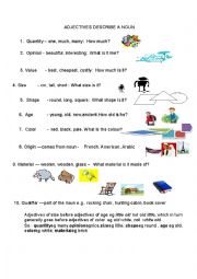 English Worksheet: Adjectives describe nouns