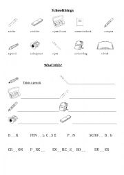 English Worksheet: School things