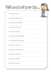 English Worksheet: tell me about your day