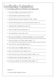 English Worksheet: Coordinating Conjunctions