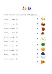 English Worksheet: a/an worksheets