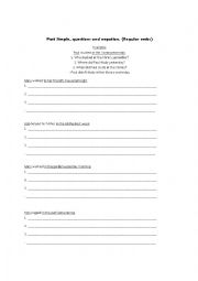 English Worksheet: Past Simple Questions and Negation Regular verbs