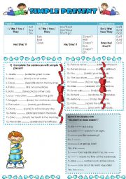 English Worksheet: Simple present