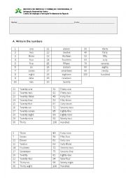 English Worksheet: numbers