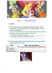 English Worksheet: Alice in Wonderland (novel) worksheet
