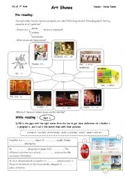 English Worksheet: Art Shows (Unit 1 Lesson 3 4th form)