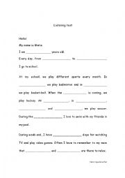 English Worksheet: Listening test