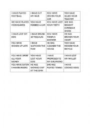 English Worksheet: Present Perfect Charades Slips