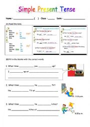 English Worksheet: SImple present tense