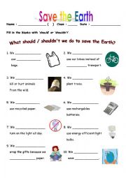 English Worksheet: Save the Earth