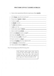 English Worksheet: Practising difficult sounds in English 