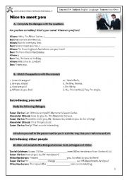 English Worksheet: Nice to meet you