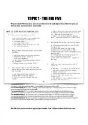 English Worksheet: PERSONALITY 