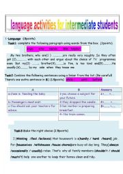 language exercises for intermediate  students