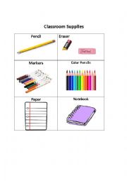 English Worksheet: Classroom Supplies