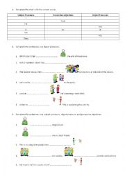 Subject pronouns, object pronouns and possessive adjectives