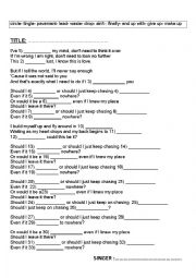 English Worksheet: adele chasing pavements