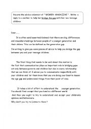 English Worksheet: Generation gap