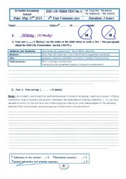 English Worksheet: 4th comprehensive test term 3 