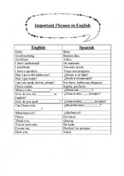 English Worksheet: Important Phrases