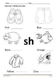 English Worksheet: Sh Sound Worksheet