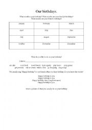 English Worksheet: When is your birthday