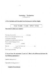 English Worksheet: Yesterday (Listening comprehension)