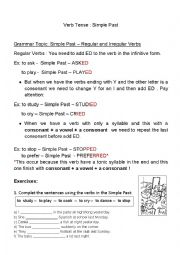 English Worksheet: Simple Past Tense - Regular Verbs