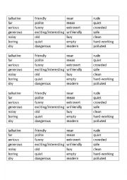 Match the personality adjectives - opposites / antonyms