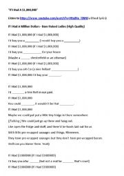 English Worksheet: Barenaked Ladies - If I Had a Million Dollars - Song Lyrics Gap Fill