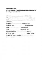English Worksheet: Simple Present Tense