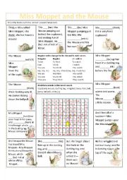 English Worksheet: Beatrix Potters The Story of  Miss Moppet--practicing the present simple tense