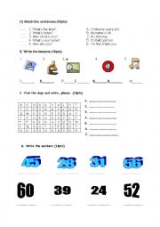 English Worksheet: 4th grade exam paper 2