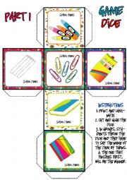 School Items DICE GAME (1-3)