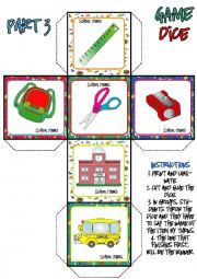 School Items DICE GAME (3-3)