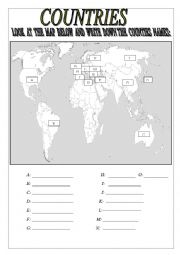 English Worksheet: COUNTRIES