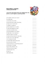 English Worksheet: Money Matters Lesson - Vocabulary - idiomatic expressions worksheet