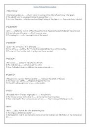 English Worksheet: WORD FORMATION (CAE) 8