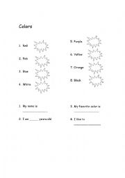 English Worksheet: Colors