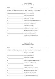 English Worksheet: How many or how much?